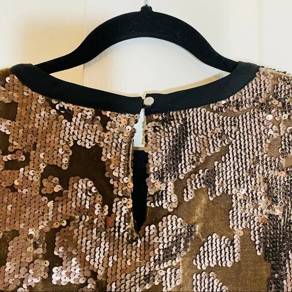 Anthropologie Sequin Mini Dress in Bronze - Picture 10 of 14